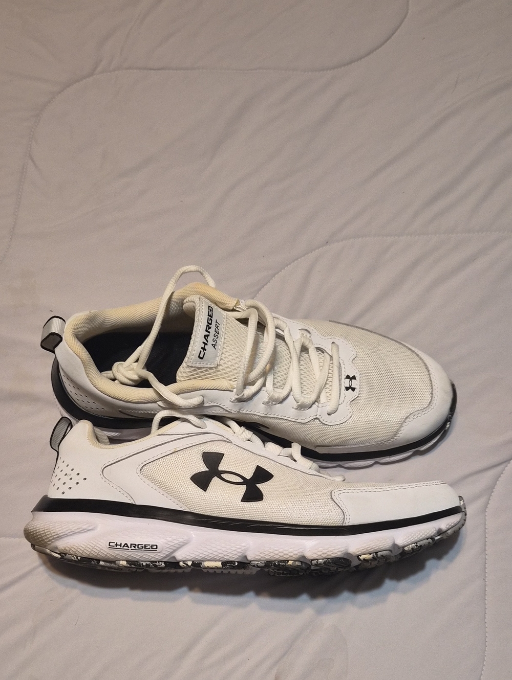 Under Armour Men’s White and Black Charged Cushioning Sneakers